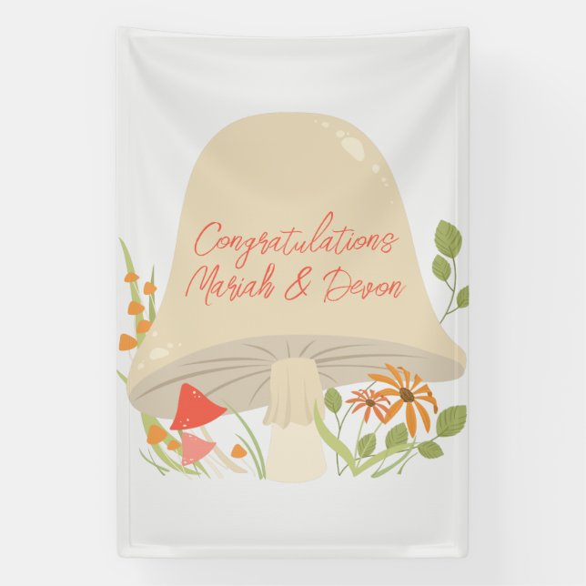 Mushroom Baby Shower Woodland Banner (Vertical)