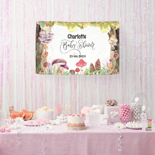 mushroom baby shower woodland forest  banner (Party)