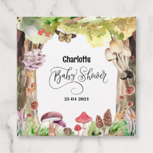 mushroom baby shower woodland forest favour tags