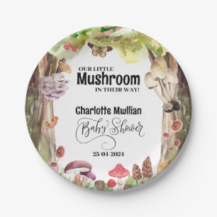 mushroom baby shower woodland forest  paper plate