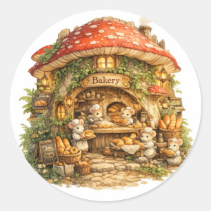 Mushroom Bakery Whimsical Woodland Cottagecore Classic Round Sticker