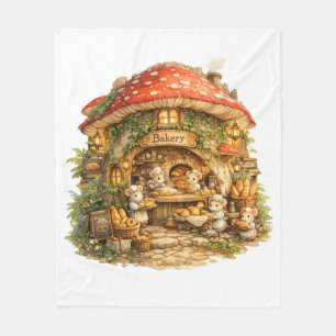 Mushroom Bakery Whimsical Woodland Cottagecore Fleece Blanket