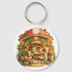 Mushroom Bakery Whimsical Woodland Cottagecore Key Ring