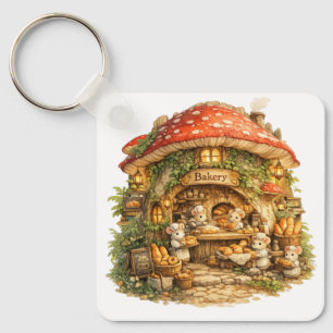 Mushroom Bakery Whimsical Woodland Cottagecore Key Ring