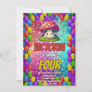 Mushroom birthday invite for kids