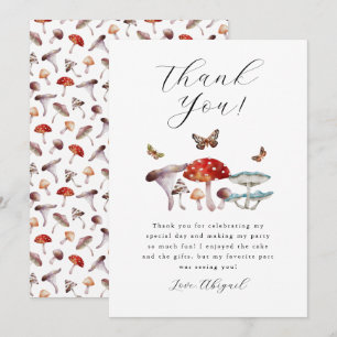 Mushroom Birthday Party   Thank You Card