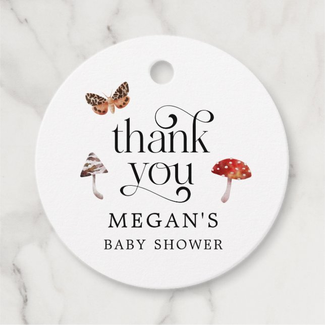 Mushroom Boho Baby Shower Favour Tags (Front)