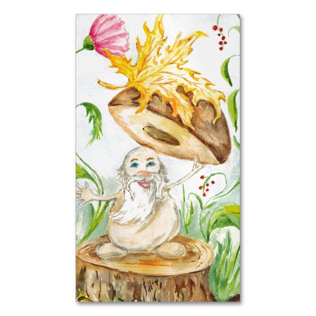 "Mushroom Boletus". Business Card Magnet  (Front Vertical)