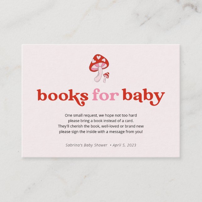 Mushroom Books for Baby | Red & Pink Enclosure Card (Front)
