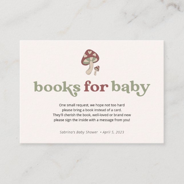 Mushroom Books for Baby | Sage Green Enclosure Card (Front)