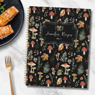 Mushroom Botanical Pattern Family Recipe Book