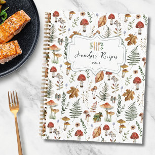 Mushroom Botanical Pattern Family Recipe Book