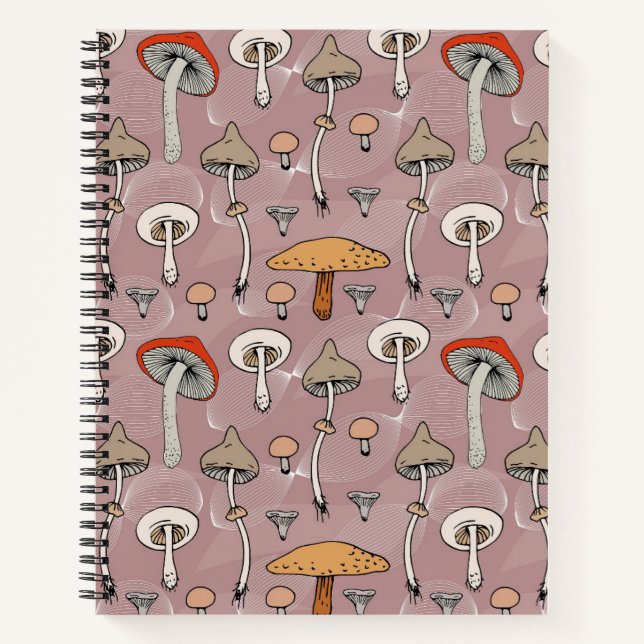 Mushroom Botanical Pattern Notebook (Front)