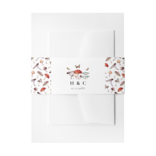 Mushroom Botanical Wedding  Invitation Belly Band