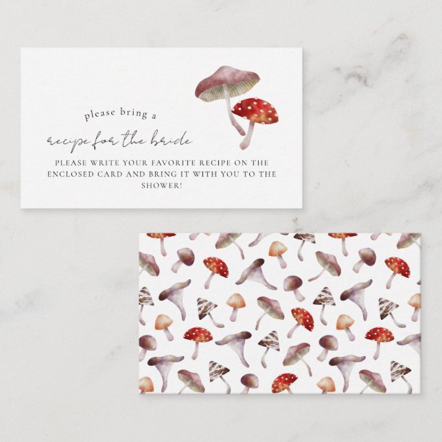 Mushroom Bridal Shower Recipe Request  Enclosure Card (Front/Back)