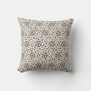 Mushroom Brown and White Ziggy Pattern Cushion