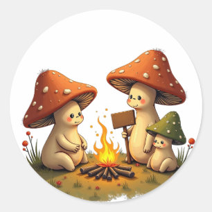 Mushroom Campfire Stay Positive Or Touch Grass Rus Classic Round Sticker