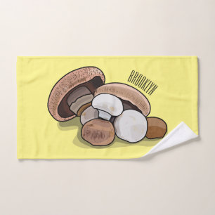 Mushroom cartoon illustration bath towel set