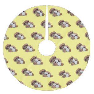 Mushroom cartoon illustration brushed polyester tree skirt