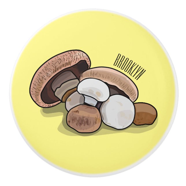 Mushroom cartoon illustration  ceramic knob (Front)