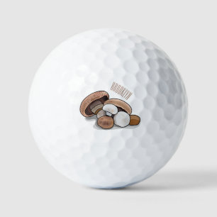 Mushroom cartoon illustration golf balls