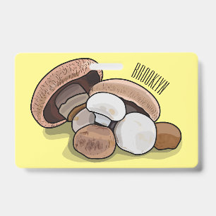 Mushroom cartoon illustration ID badge