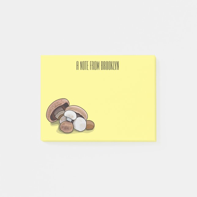 Mushroom cartoon illustration  post-it notes (Front)
