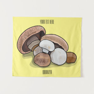 Mushroom cartoon illustration tapestry
