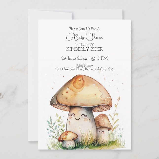 Mushroom Cartoon Invitation (Front)