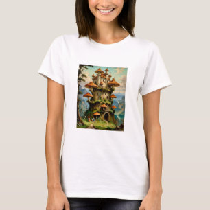 Mushroom Castle Fantasy Art Whimsical Desi T-Shirt