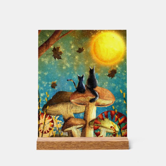 Mushroom Cats  Acrylic Sign (Front)