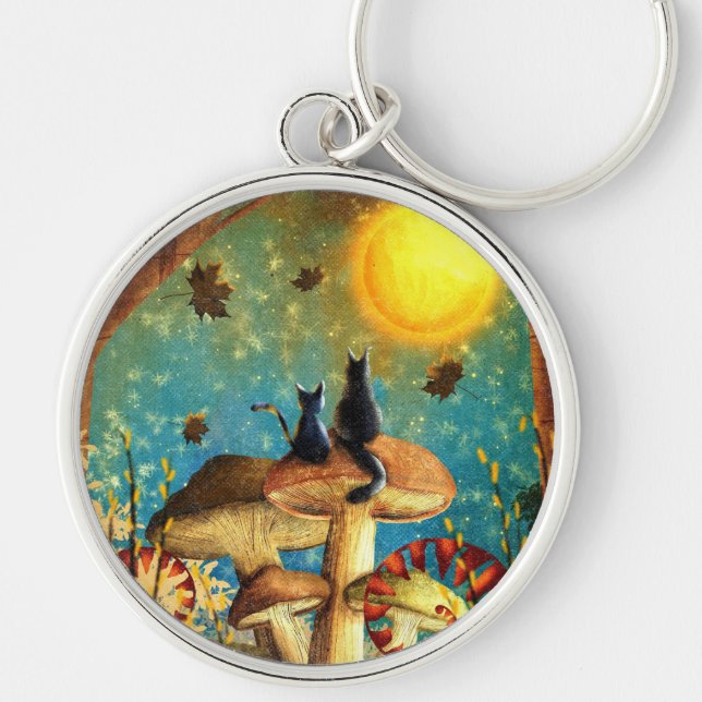 Mushroom Cats  Key Ring (Front)