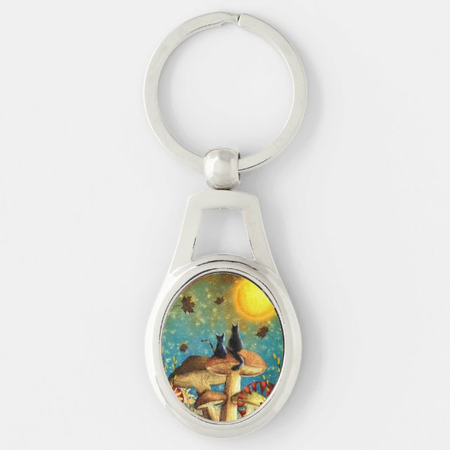 Mushroom Cats  Key Ring (Front)