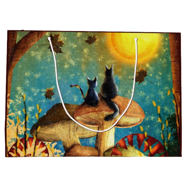 Mushroom Cats  Large Gift Bag (Back)