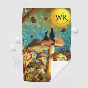 Mushroom Cats Monogram Golf Towel
