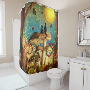 Mushroom Cats Shower Curtain