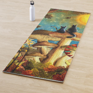 Mushroom Cats Solid Backside Yoga Mat