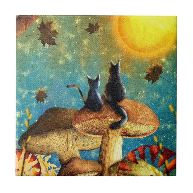 Mushroom Cats  Tile (Front)