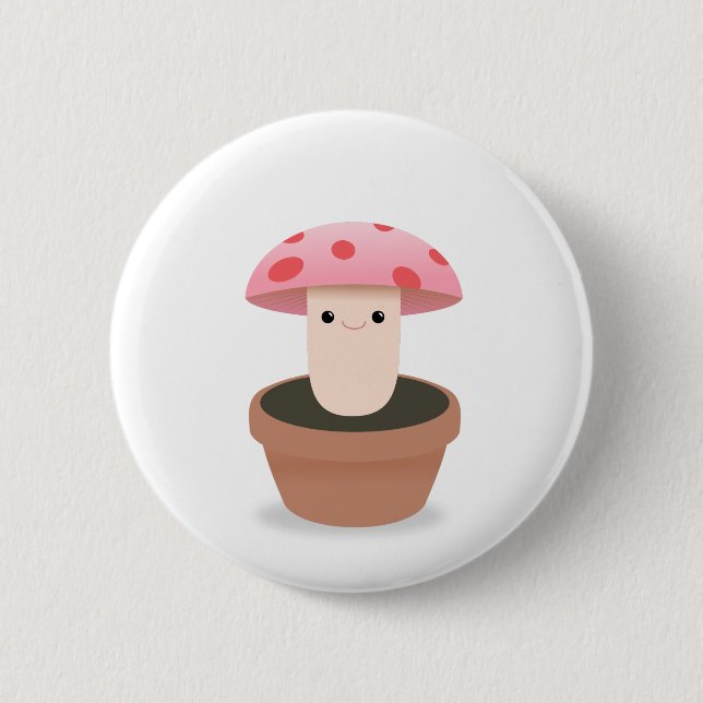 Mushroom Character 6 Cm Round Badge (Front)