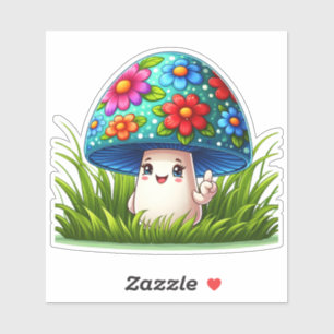 Mushroom Character With Colourful Stickers