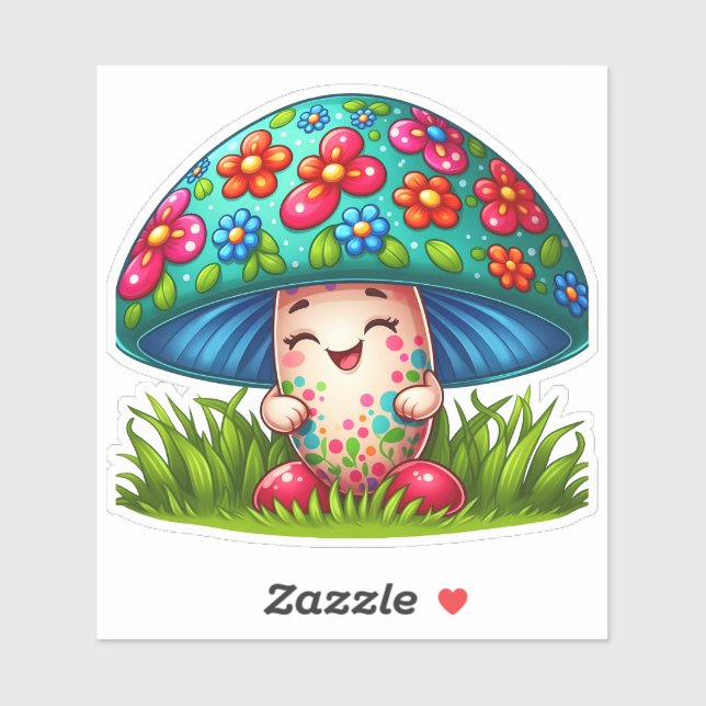 Mushroom Character With Flowers and Grass (Sheet)