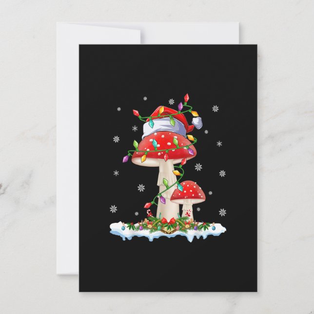 Mushroom Christmas Funny Santa Hat Lights Xmas Fam Invitation (Front)