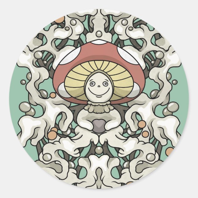 Mushroom Classic Round Sticker (Front)