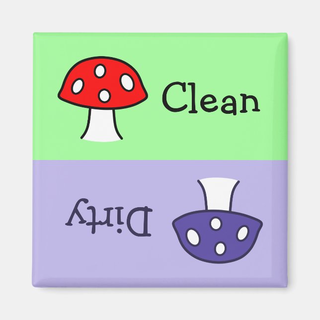 Mushroom Clean Dirty Dishwasher Magnet (Front)
