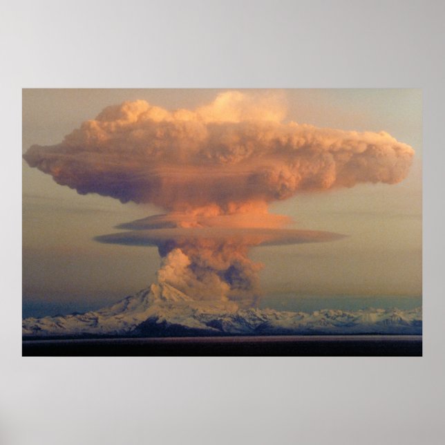 Mushroom Cloud Plume from Mount Redoubt Eruption Poster (Front)
