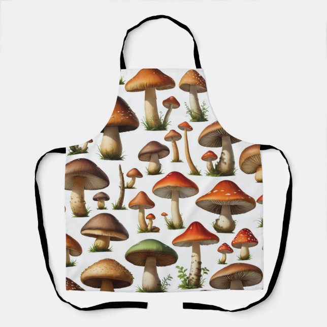 Mushroom Collection Pattern Design Apron (Front)