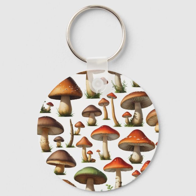 Mushroom Collection Pattern Design Key Ring (Front)