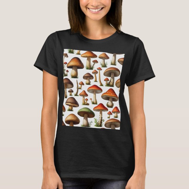 Mushroom Collection Pattern Design T-Shirt (Front)