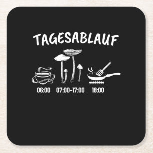 Mushroom Collector Timetable Square Paper Coaster