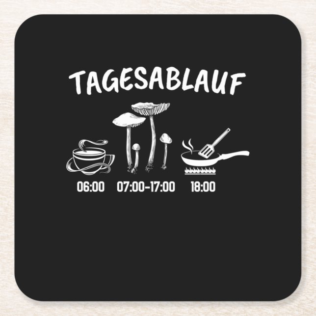 Mushroom Collector Timetable Square Paper Coaster (Front)